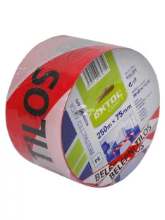   EXTOL CRAFT jelölő szalag, piros-fehér; 75mm×250m, polietilén 'BELÉPNI TILOS' felirattal, (kordonszalag)