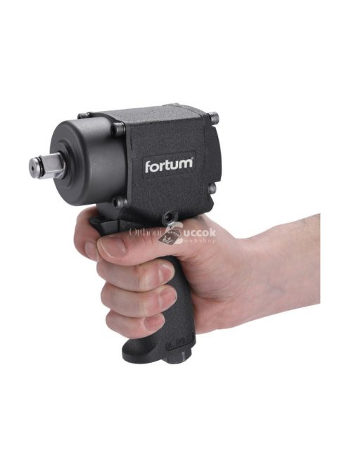 FORTUM légkulcs, 1/2', 610Nm, (Twin Hammer); 10.000 1/min, 170l/min, 6,3 Bar, 1/4' tömlőcsatlakozó, 1,4kg