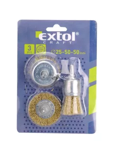   EXTOL CRAFT drótcsiszoló körkefe fazékkefe készlet; O 6mm-es csap, fúróba fogható, max. 4500 ford/perc