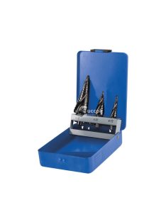   EXTOL CRAFT lépcsős fémfúró klt. 3db; (4-12mm/1mm lépcsők,4-20mm/2mm,4-32mm/2mm) befogás:10mm, max.4mm vastag anyagokhoz, spirál