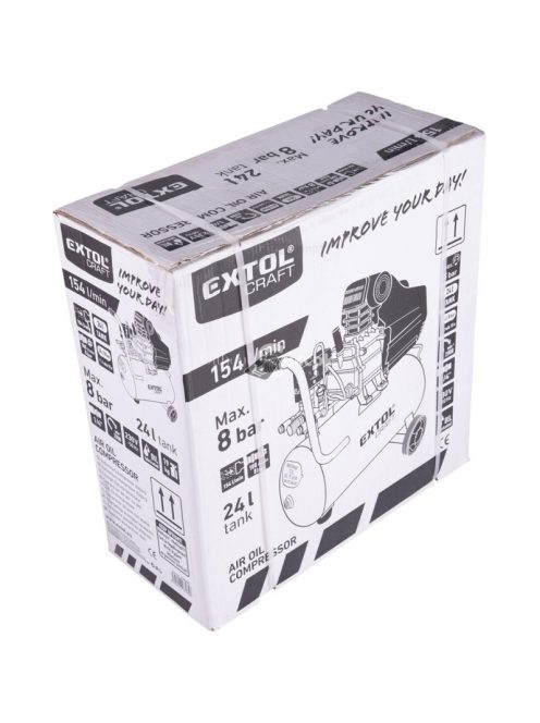 EXTOL CRAFT olajos légkompresszor, 1100W, 24l tartály, 8 bar, beszívott levegő: 154l/min