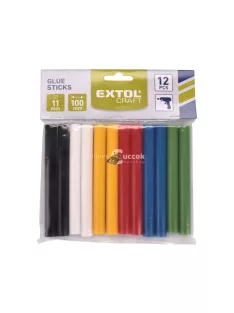   EXTOL CRAFT ragasztóstift klt., többszínű; 12db, 100×11mm, bliszteren