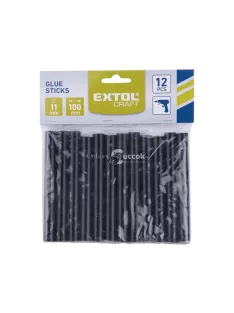   EXTOL CRAFT ragasztóstift klt., fekete színű; 12db, 100×11mm, bliszteren