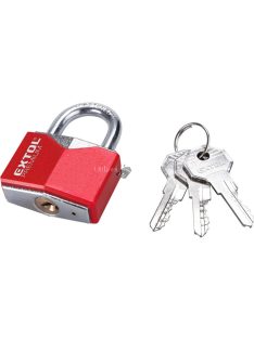   EXTOL PREMIUM lakat, vas, rombusz alakú, műanyag borítás, 3db kulcs; 40mm, edzett acél kengyel, szárátmérő: 6,3 mm