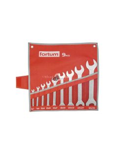   FORTUM villás kulcs klt. 9db 6-32mm, 61CrV5, mattkróm; 6×7, 8×9, 10×11, 12×13, 14×17, 18×19, 20×22, 24×27, 30×32mm, vászon tok