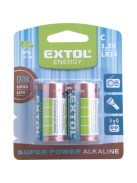 EXTOL ENERGY elem klt. 2 db, alkáli, 1,5V, méret: C (LR14); hosszú élettartam, bliszteren