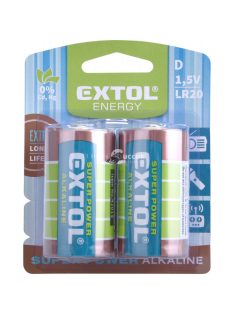   EXTOL ENERGY elem klt. 2 db, alkáli, 1,5V, méret: D (LR20); hosszú étettartam, bliszteren