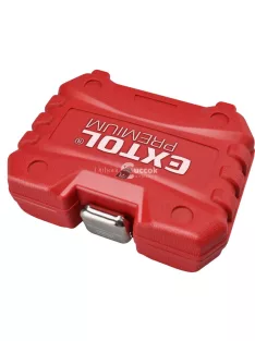   EXTOL PREMIUM csavarkiszedő klt. TWIST; 3/8' befogás, 9db fej: 10, 11, 12, 13, 14, 15, 16, 17, 19mm, 1 db kiütőrúd, CrMo, műanya