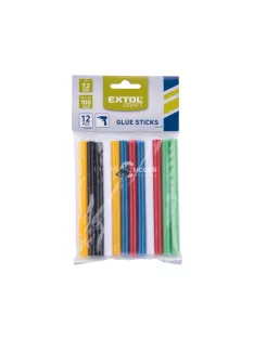   EXTOL CRAFT ragasztóstift klt., többszínű; 12db, 100×7,2 mm, bliszteren