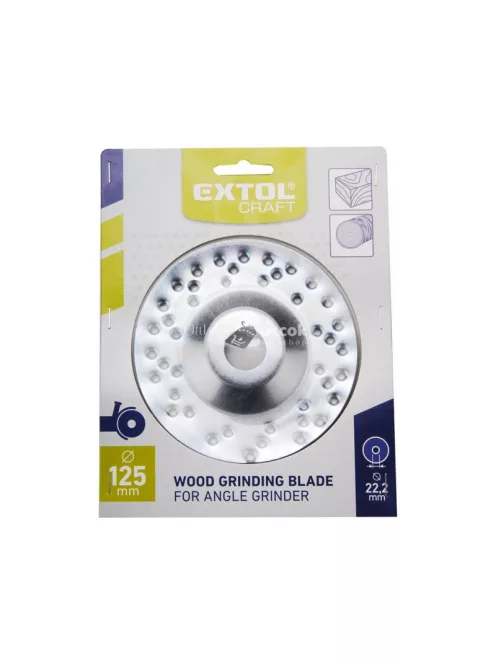 EXTOL CRAFT faforgácsoló korong; max 12200 ford/perc, sarokcsiszolóhoz, fém, 125×22,2mm, fa csiszolásához, szakaszos használat