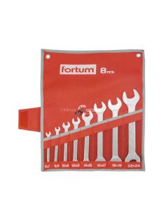   FORTUM villáskulcs klt. 8db 6-24mm, 61CrV5, mattkróm; 6×7, 8×9, 10×11, 12×13, 14×15, 16×17, 18×19, 22×24mm, vászon tok FORTUM