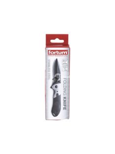   FORTUM zsebkés, rozsdamentes fekete pengével, teljes/összecsukott hossz:207/120mm, ALU/műa. nyél, övre akasztható, rögzítővel