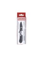 FORTUM zsebkés, rozsdamentes fekete pengével, teljes/összecsukott hossz:207/120mm, ALU/műa. nyél, övre akasztható, rögzítővel