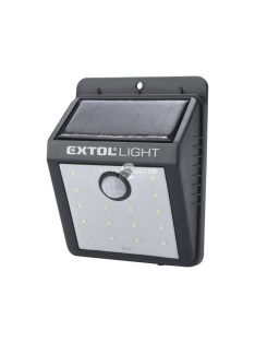   EXTOL LIGHT éjszakai készenléti LED lámpa, 0,4W, 16 LED; 120 Lm, napelem+szenzor, Li-ion akkus, 1200 mAh, falra szerelhető