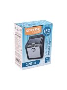 EXTOL LIGHT éjszakai készenléti LED lámpa, 0,4W, 16 LED; 120 Lm, napelem+szenzor, Li-ion akkus, 1200 mAh, falra szerelhető