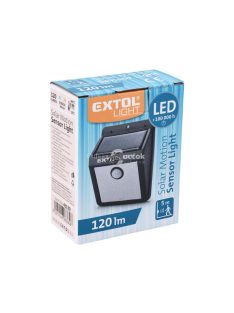  EXTOL LIGHT éjszakai készenléti LED lámpa, 0,4W, 16 LED; 120 Lm, napelem+szenzor, Li-ion akkus, 1200 mAh, falra szerelhető