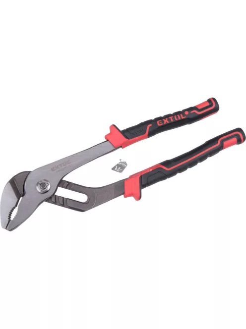 EXTOL PREMIUM vízpumpa fogó, 255mm, TÜV/GS, TPR nyél, akasztós szerszámtartó; megcsúszásgátló, progresszív fogazás