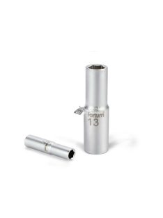   FORTUM dugófej, hosszított, 1/2', 19mm, 61CrV5, mattkróm, 77mm hosszú FORTUM
