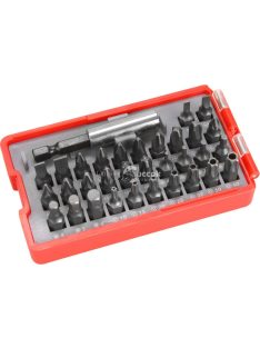   EXTOL PREMIUM behajtó klt. 33 db Cr.V., lapos:3-6mm, PH1-3, PZ1-3, HEX 1,5-6mm, TTa 10-40, övre akasztható műanyag tartóban