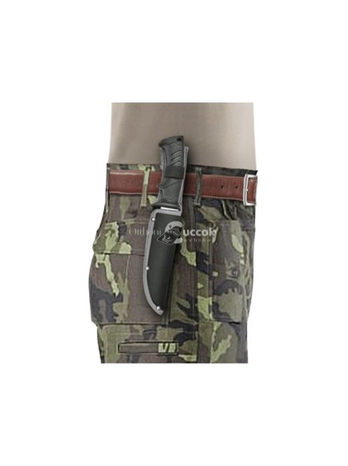 EXTOL PREMIUM vadász- és túrakés, 3CR13 rozsdamentes acél penge, műanyag nyél, nylon tok, teljes/penge hossz: 270mm/145mm