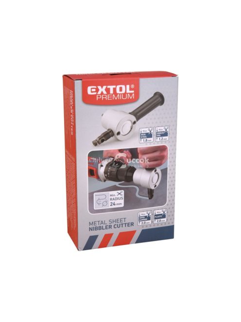 EXTOL PREMIUM fúrógéppel hajtható mechanikus lemezvágó/lyukasztó fej, max. 2 mm lemezekhez