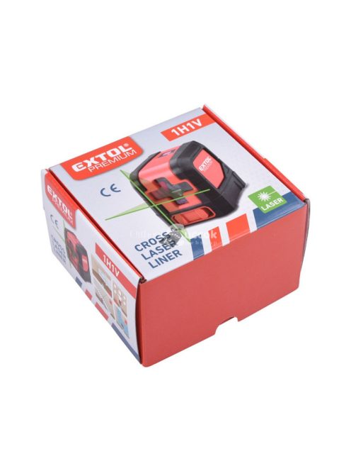 EXTOL PREMIUM automatikus lézeres vízszintező, ZÖLD, 1H1V (1 horizontális+1 vertikális) pontosság:0,3mm/1m, 1/4 menetes