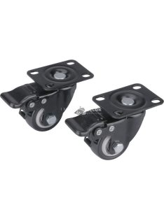   EXTOL PREMIUM készülékgörgő 2 db, önbeálló, rögzítőfékkel, fekete PVC, golyóscsapággyal, 40mm, max. teherbírás: 30 kg/db