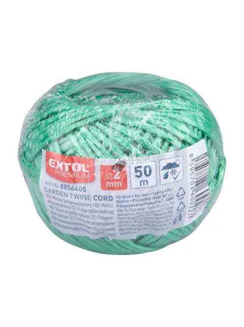 EXTOL PREMIUM kerti kötöző zsineg, sodrott, zöld, 2mm×50m, PP