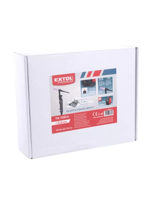 EXTOL PREMIUM munkakábel pisztollyal, TIG (AWI) hegesztéshez a 8896024 és 8896025 inverterhez, 4 m, max. 200A (DC), CE