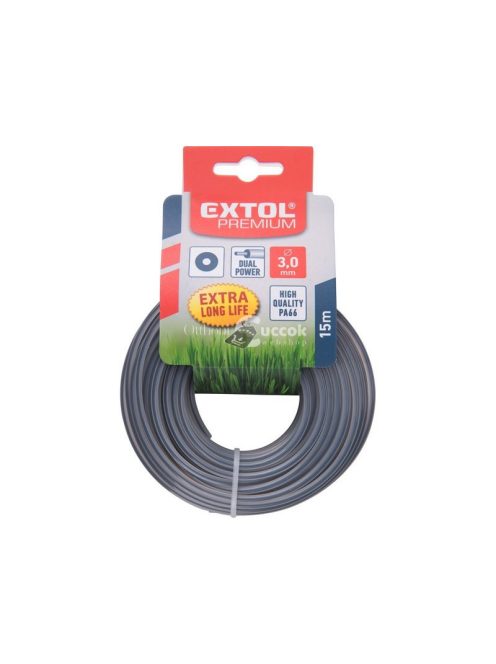 EXTOL PREMIUM damil szegélynyíró géphez 1,6 mm, kör keresztmetszetű, fekete közép/dual power, 15m