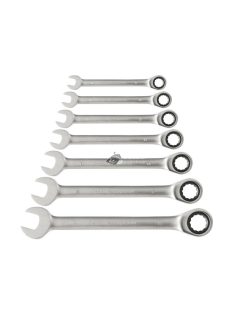   EXTOL PREMIUM racsnis csillag-villás kulcs klt. 7db; 8-19mm CrV. 72 foggal, 1 irányú forgás