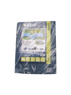   EXTOL CRAFT takaróponyva, vízálló, de nem UV álló; 100g/nm, 6×10m névleges méret, valós méret: 5,8×9,8 m,PE, lefűző lyukakkal
