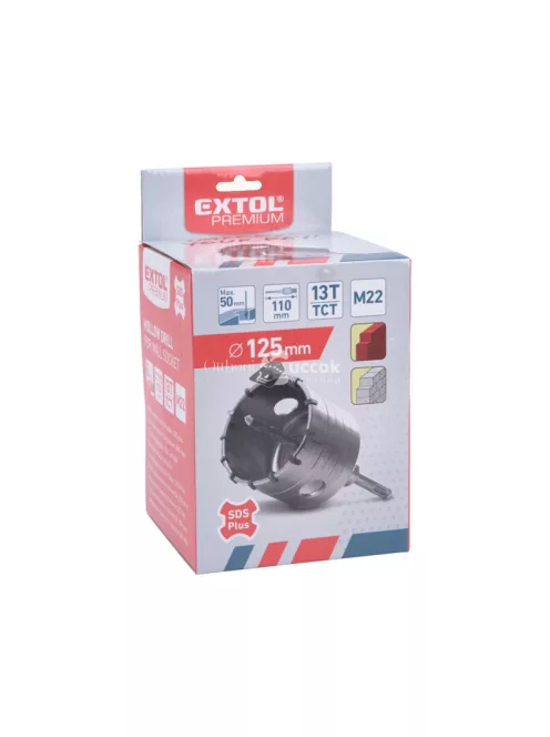 EXTOL PREMIUM körkivágó téglához, SDS Plus befogás; 125mm, M22×170mm hosszúságú szár