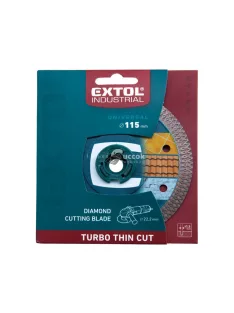   EXTOL INDUSTRIAL gyémántvágó, ipari korong, TURBO, extra vékony vágás: 1,5mm vastagság; 115×22,2mm, száraz és vizes vágásra