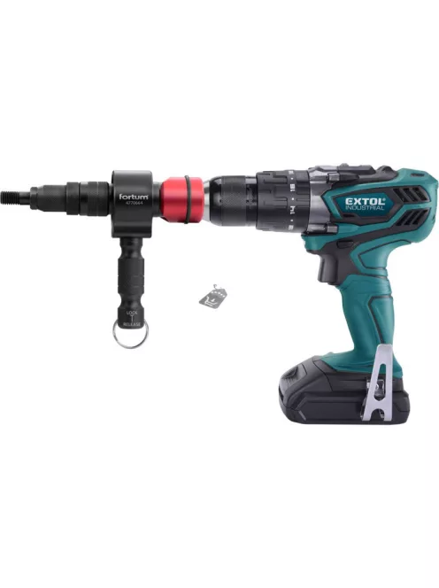 FORTUM adapter klt. fúrógéphez, POP-NUT szegecsanyákhoz, 6 db, M3-M4-M5-M6-M8-M10-M12; 8 mm (5/16') hatszög befogás, FORTUM