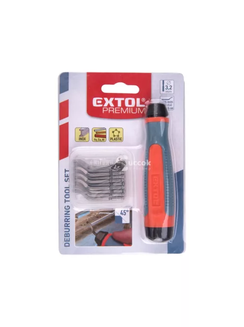 EXTOL PREMIUM sorjátlanító klt. 10 db cserélhető HSS penge, 1 db TPR nyél