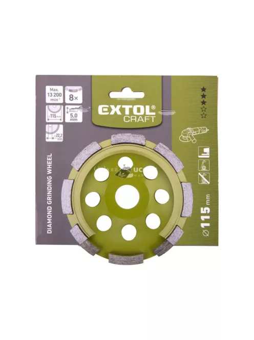 EXTOL CRAFT gyémántcsiszoló korong; 115mm×22,2mm, egysoros