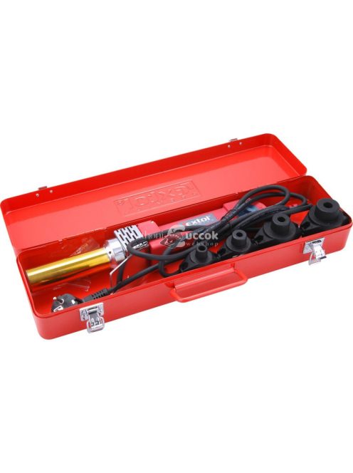 EXTOL PRMIUM műanyagcső hegesztő gép, 1070W, cserélhető fejek:16-20-25-32mm, 240-300°C, pontosság: +/-1°C