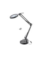 EXTOL LIGHT nagyító LED lámpa, asztali, Fekete, 7 W COB, 2400 Lm, 5× nagyítás; mechanikusan állítható rögzítés, USB töltőkábel