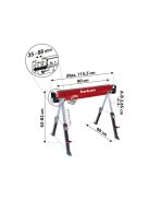 FORTUM asztalosbak/fűrészbak állítható, összecsukható; 615 - 820 mm, max. terhelés: 590 kg, saját tömeg: 13 kg