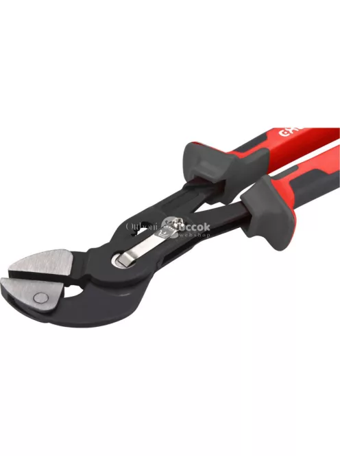 EXTOL PREMIUM vízpumpa fogó, 250mm, egyenes pofák, CrV50, max nyitás 36 mm, TPR nyél, akasztós papír szerszámtartó