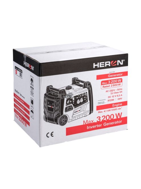 HERON Heron, benzinmotoros áramfejlesztő, kézi indítás, 3,0 kVA, 230V, 1 fázisú, inverteres
