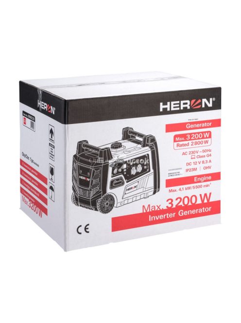 HERON Heron, benzinmotoros áramfejlesztő, táv- és önidítóval 3,0 kVA, 230V, 1 fázisú, inverteres