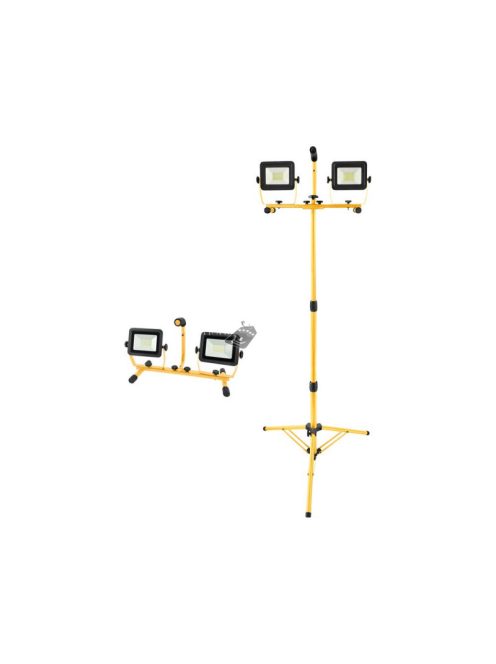 EXTOL LIGHT hordozható LED lámpa, 2×30 W, reflektor; 2×2700 Lm, teleszkópos állvánnyal, 230V/50Hz