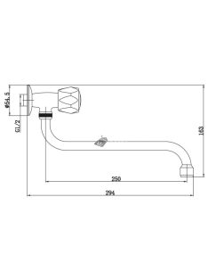   BALLETTO mosdó csaptelep hidegvízhez, kerámia szelep, króm, 25cm hosszú csőr
