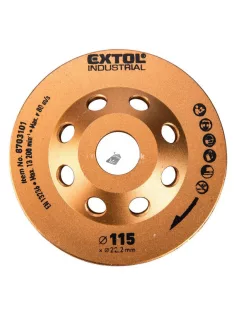   EXTOL INDUSTRIAL gyémántcsiszoló korong; 115mm×22,2mm, Turbo/lamellás jellegű