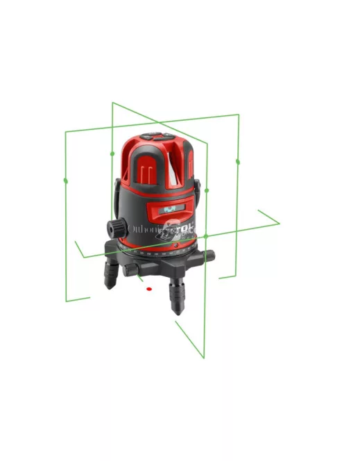 EXTOL PREMIUM automatikus lézeres vízszintező, ZÖLD, 1H4V6D (1 horizontális+ 4 vertikális+ 6 pont) pontosság:0,3 mm/1m