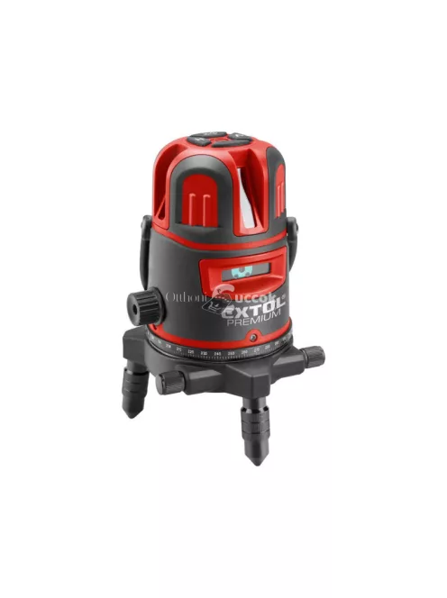 EXTOL PREMIUM automatikus lézeres vízszintező, ZÖLD, 1H4V6D (1 horizontális+ 4 vertikális+ 6 pont) pontosság:0,3 mm/1m