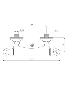   VITTORIA termosztátos (termosztatikus/hőfokszabályzós) zuhany csaptelep, 150mm, kerámia szelep, króm, (cső és fej nélkül)