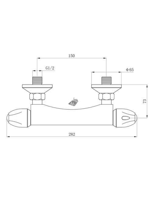 VITTORIA termosztátos (termosztatikus/hőfokszabályzós) zuhany csaptelep, 150mm, kerámia szelep, króm, (cső és fej nélkül)
